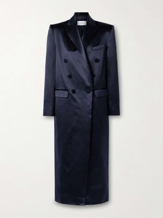 Double-Breasted Cotton and Silk-Blend Satin Coat