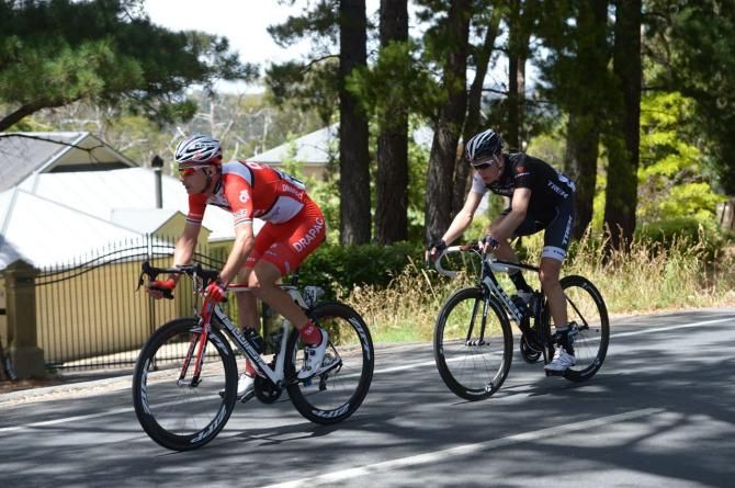 Will Clarke leads Boy Van Poppel in the break of the day