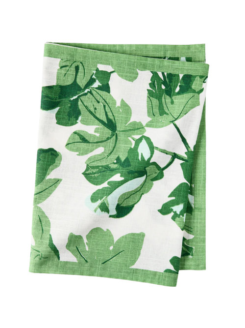 Green Fig Leaf Printed White Runner