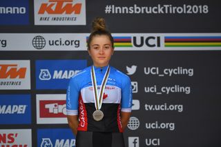 Simone Boilard of Canada wins the bronze medal in the Women Juniors Road Race in 2017