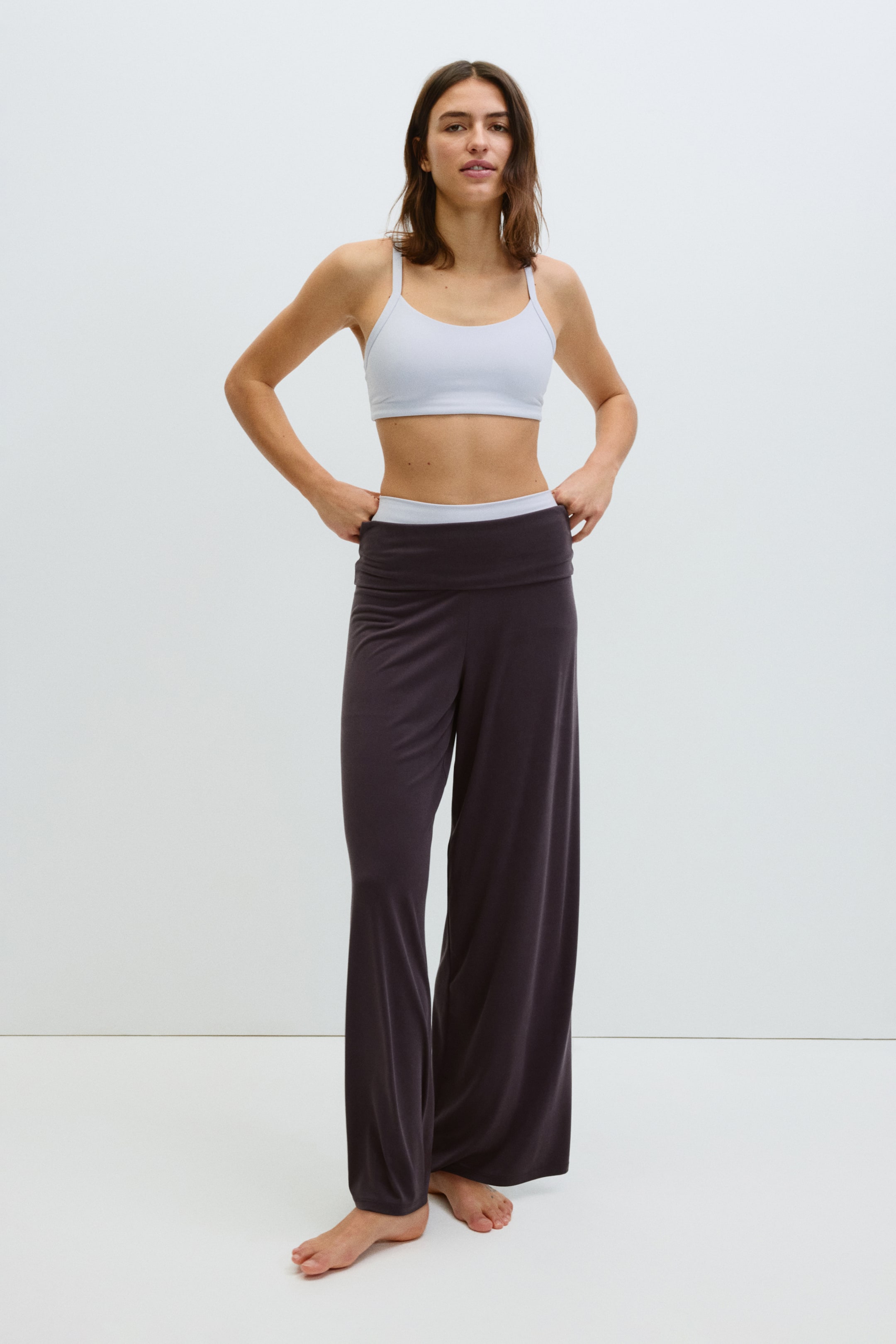 Foldover-Waist Yoga Trousers