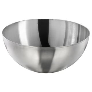 A stainless steel mixing bowl