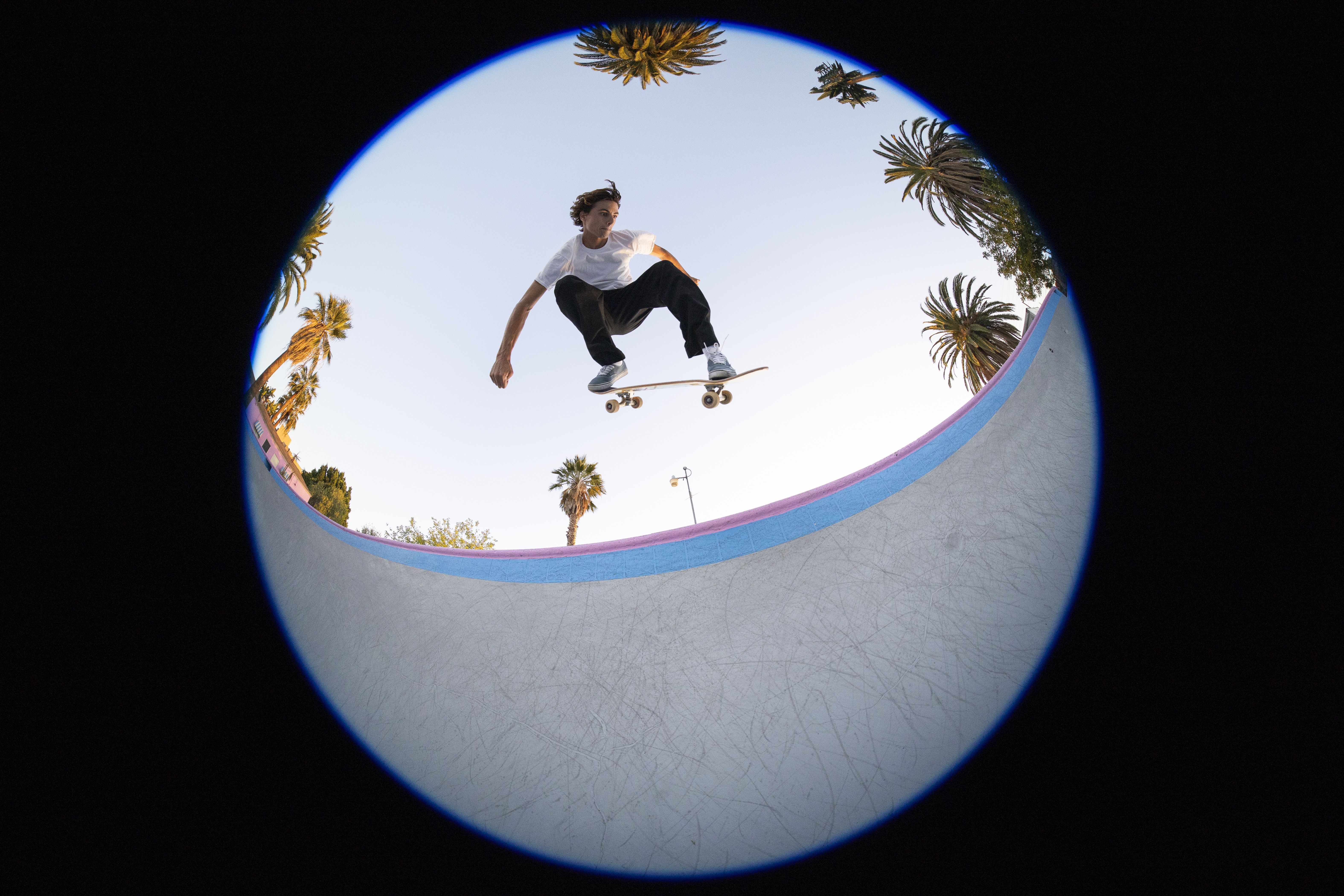 Sample images of skateboarders photographed with the new Canon RF 7-14mm f/2.8-3.5 L Fisheye STM