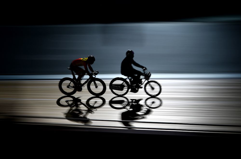 Albert Torres of Spain competes in the 40 Lap Derny on day three of the London Six Day Race