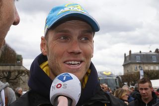 Lars Boom (Astana) speaks to the press on the eve of Paris-Roubaix