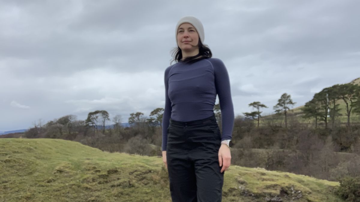 Hiker wearing base layer