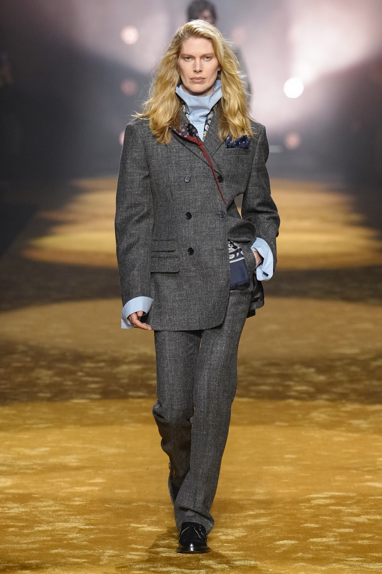 Model walks the Hugo Boss autumn/winter 2026 runway.