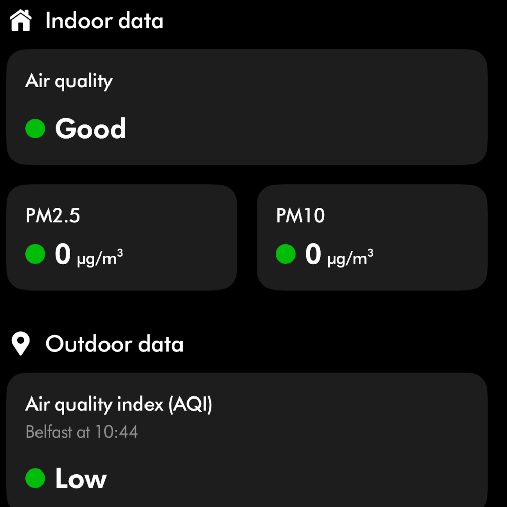 dyson purifier cool dashboard on app