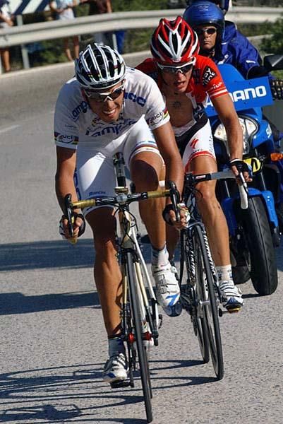 Alessandro Ballan (Lampre-NGC) takes a turn at the front.