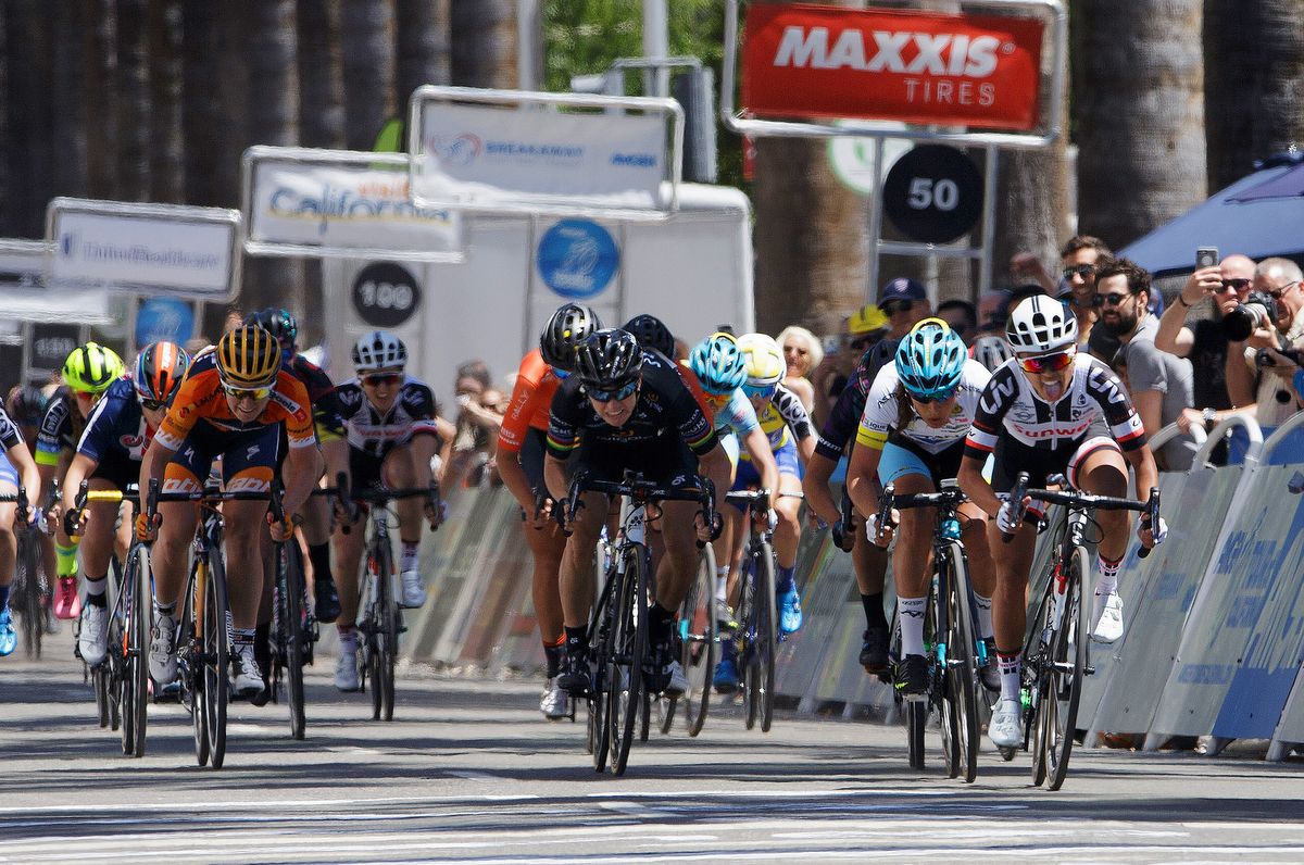 Coryn Rivera (Team Sunweb) sprinting to victory