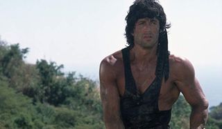 Rambo: First Blood II Sylvester Stallone looking jacked in a tank top