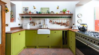 grassy green shaker kitchen