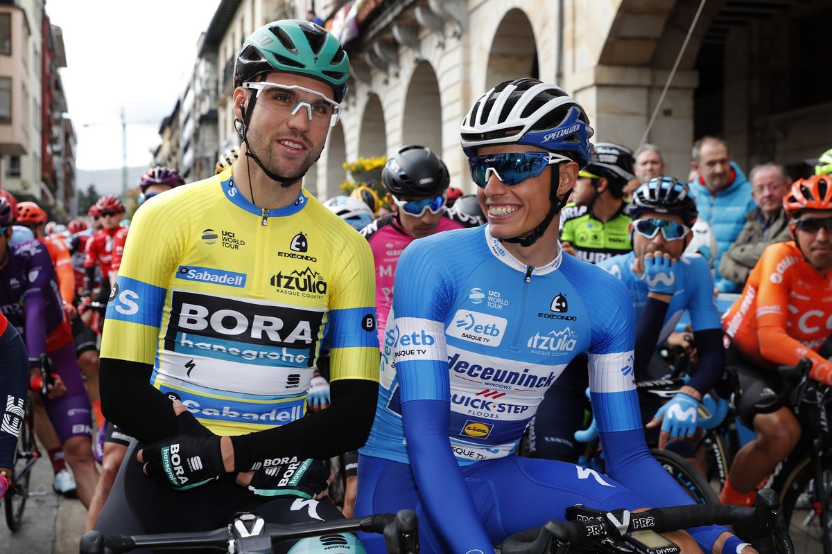 Race leader Max Schachmann with Enric Mas