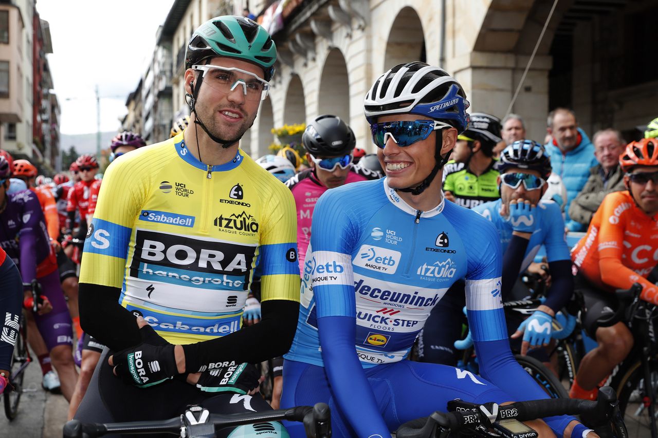 Race leader Max Schachmann with Enric Mas