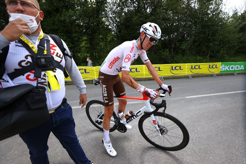 LANDERNEAU FRANCE JUNE 26 Ben Oconnor of Australia and AG2R Citron Team at arrival during the 108th Tour de France 2021 Stage 1 a 1978km stage from Brest to Landerneau Cte De La Fosse Aux Loups 176m LeTour TDF2021 on June 26 2021 in Landerneau France Photo by Tim de WaeleGetty Images