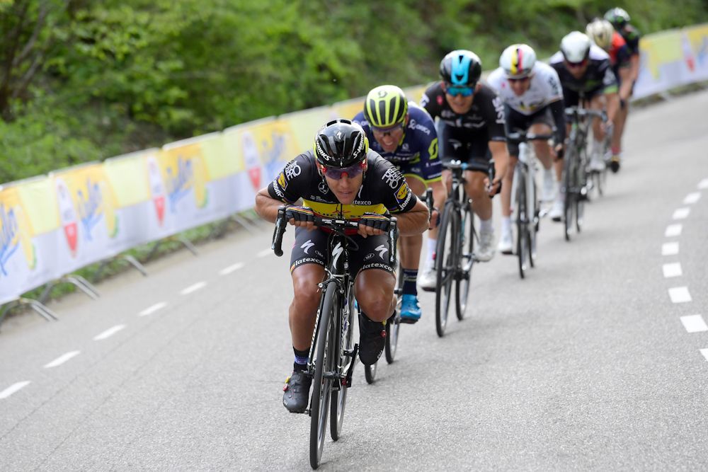 Philippe Gilbert (QuickStep - Floors) pushes the pace in the lead group near the end of Amstel Gold