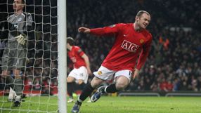 Wayne Rooney celebrates a goal for Manchester United.