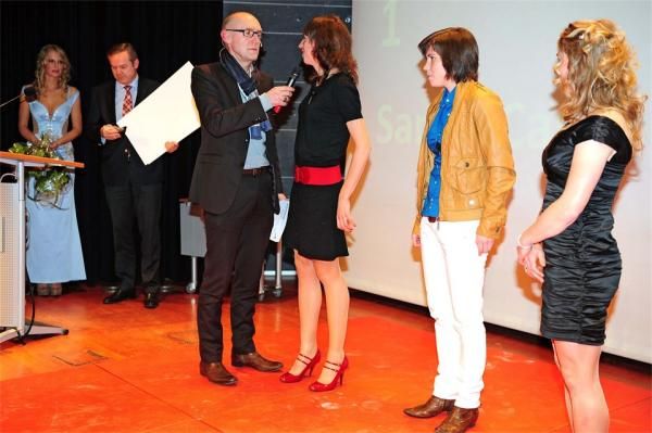 Helen Wyman at the Gazette Van Antwerpen trophy presentation.
