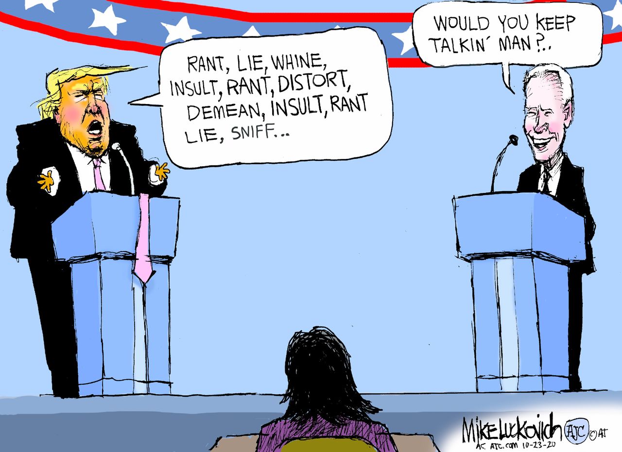 Political Cartoon U.S. Trump Biden debate