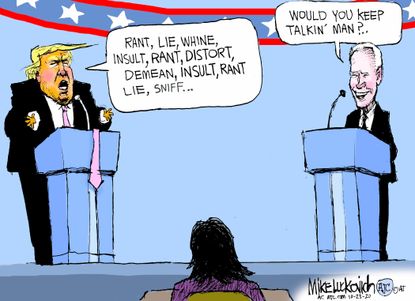 Political Cartoon U.S. Trump Biden debate