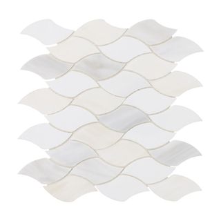 Organic shaped mosaic tiles in shell neutral