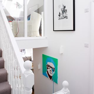 white themed hallway with grey carpet