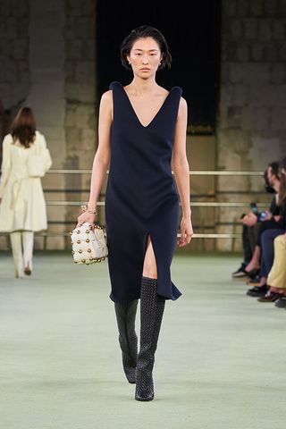 A model in Milan fashion fashion week Bottega Veneta A/W 2022