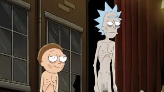 Rick and Morty naked on stage in Rick and Morty Season 7 finale