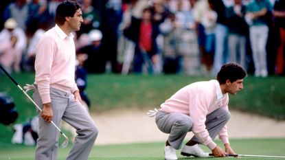 Jose Maria Olazabal and Seve Ballesteros during the 1987 Ryder Cup