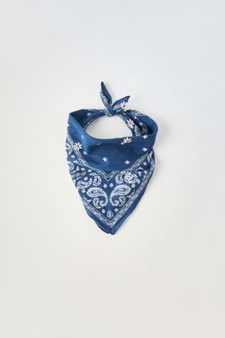 Embroidered Floral Print Bandana