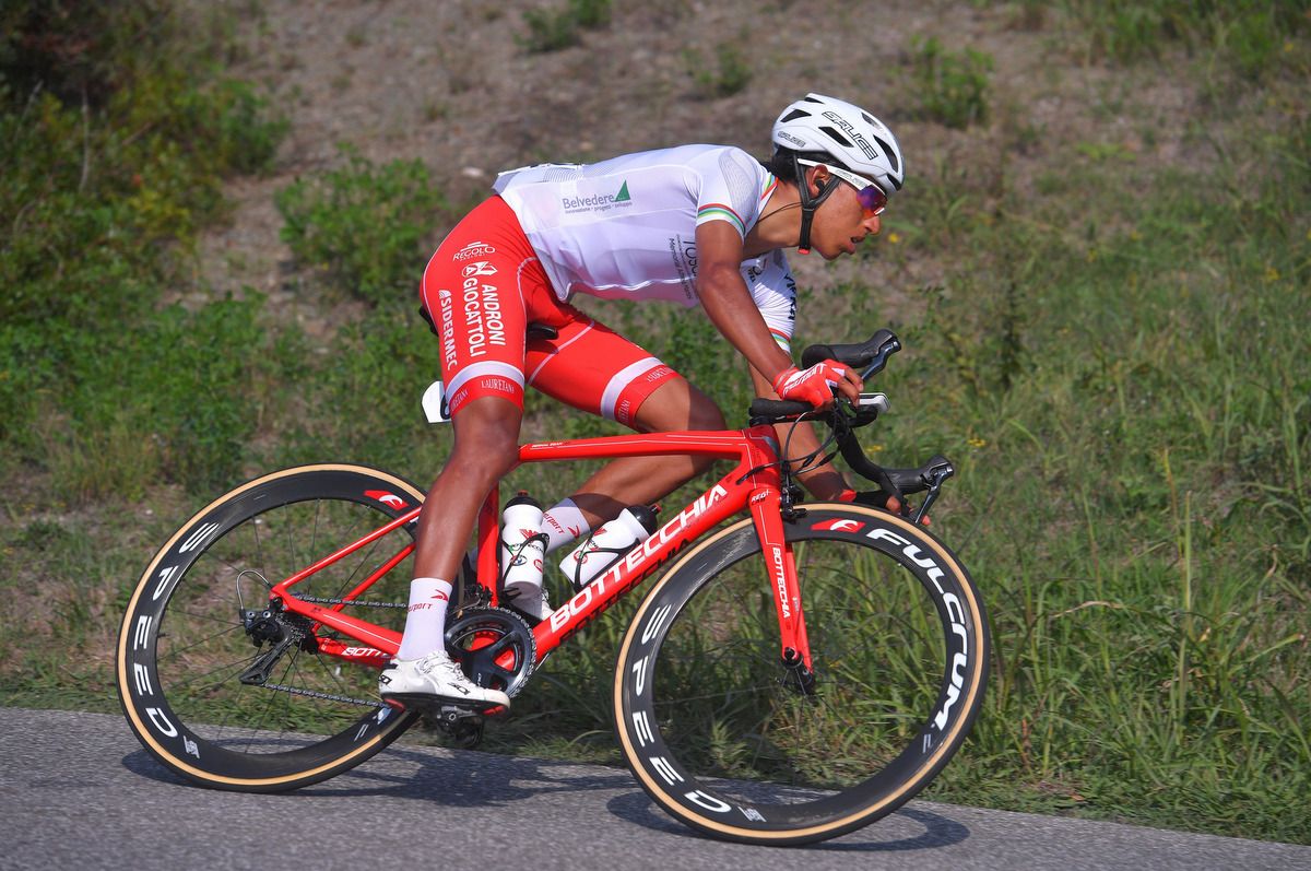 Egan Bernal in the young rider jersey