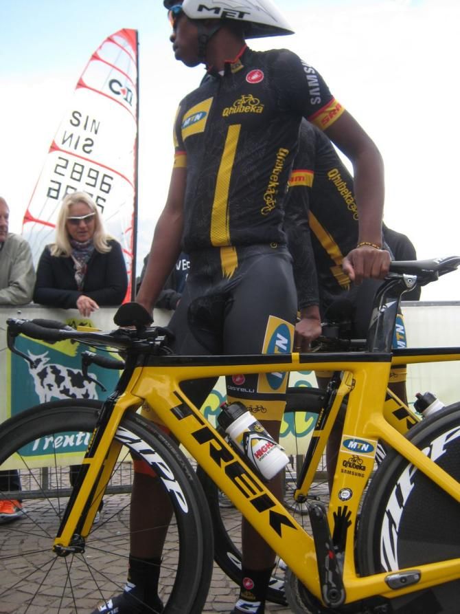 The MTN-Qhubeka riders used these bright yellow Trek bikes