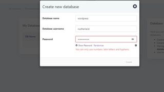 a window displaying how to create a new database
