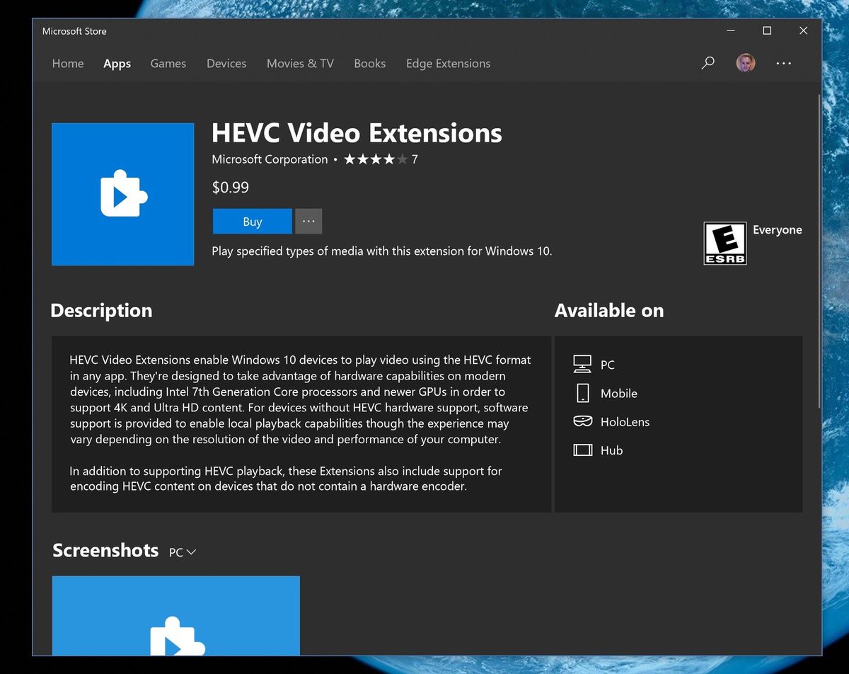 extension de video hevc