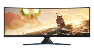 Lenovo Legion Y44W-10 curved gaming monitor on white background