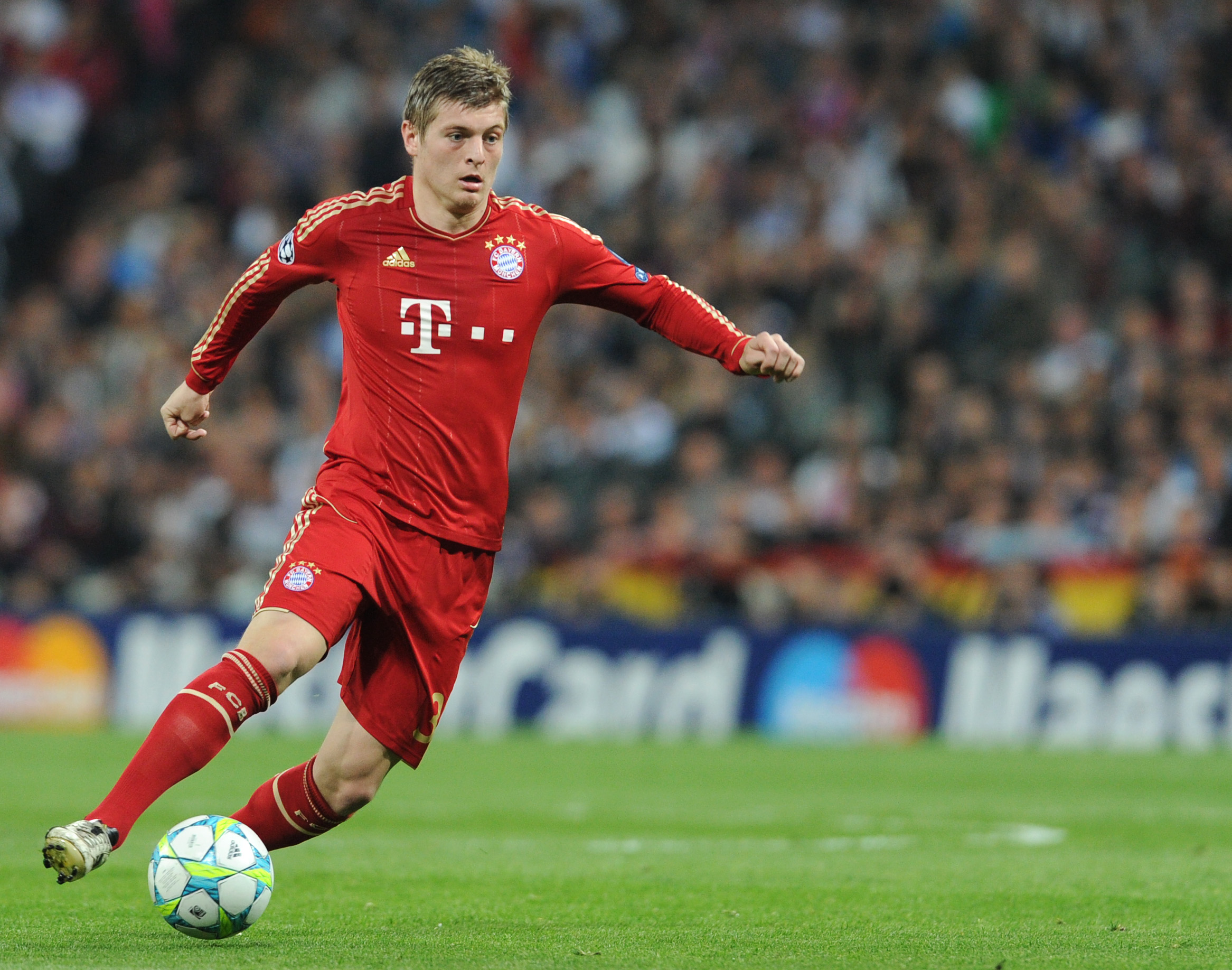 Toni Kroos in action for Bayern Munich against Real Madrid in the Champions League semi-finals in April 2012.