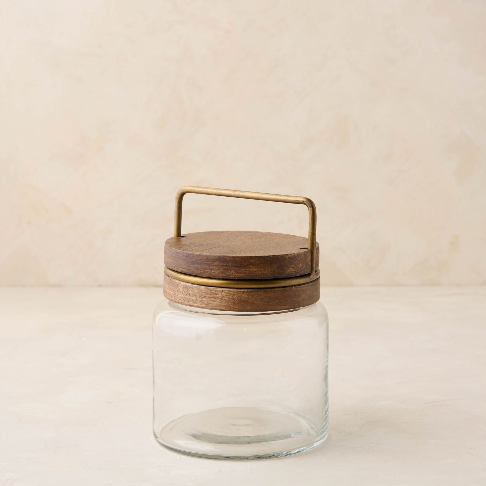 Wood With Antique Brass Canister - Small