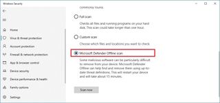 Microsoft Defender Offline scan option