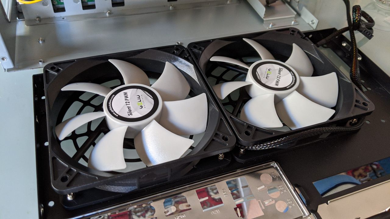 Nothing wrong with these Gelid fans, but I took off the back plate to get access and replace one with a Noctua.