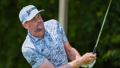 Keegan Bradley takes a shot in the Tour Championship at East Lake