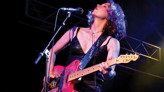 Sue Foley live onstage with her Paisley Telecaster