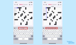 switching between iOs 17 crossword puzzle clues