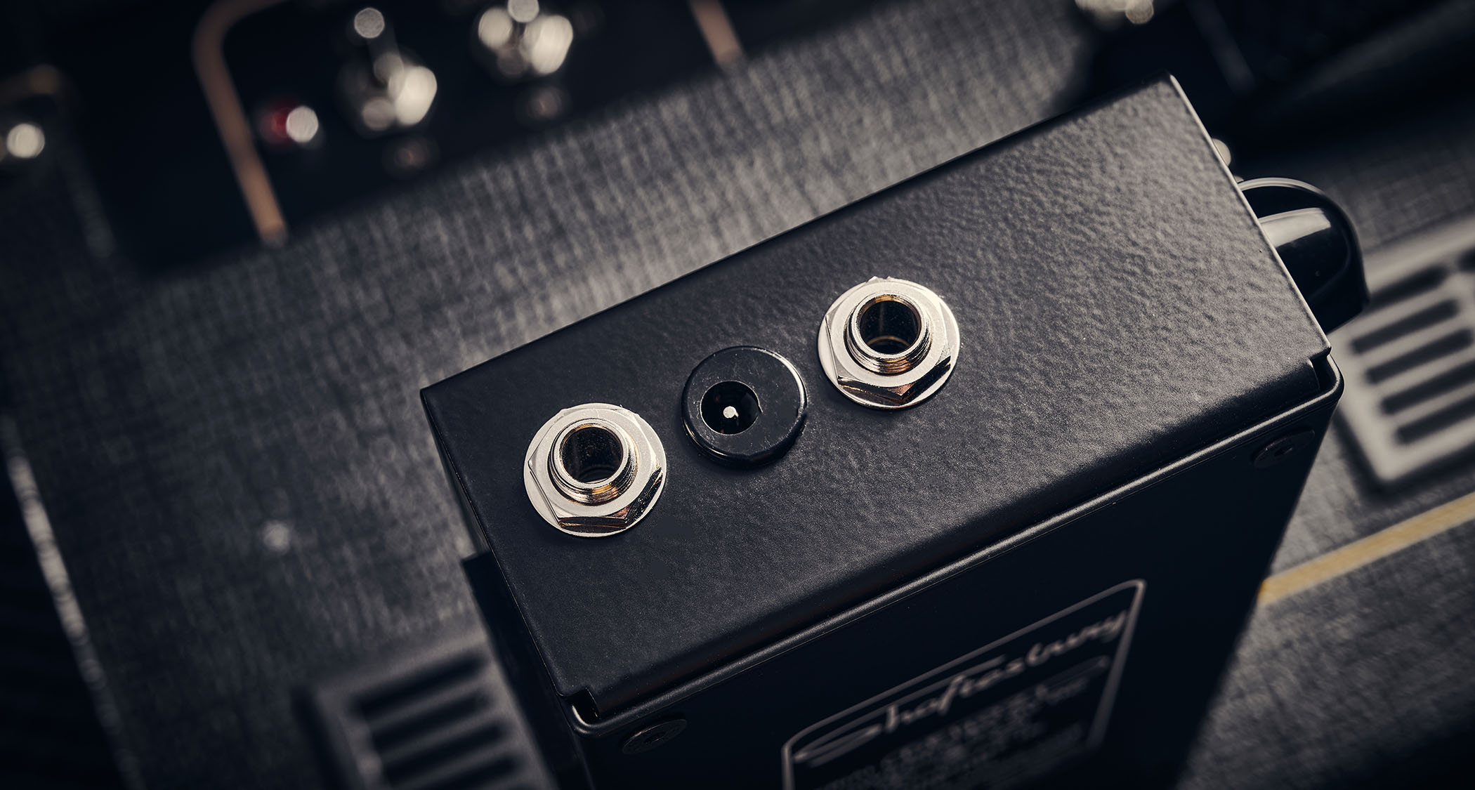 Shaftesbury Duo Fuzz Heritage Edition; the vintage reissue of a classic fuzz presents two circuits in the old-school wedge-shaped black enclosure with chickenhead knobs.