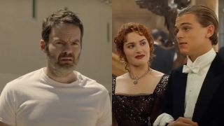 Side by side of Bill Hader in Barry and Kate Winslet and Leonardo DiCaprio in Titanic.