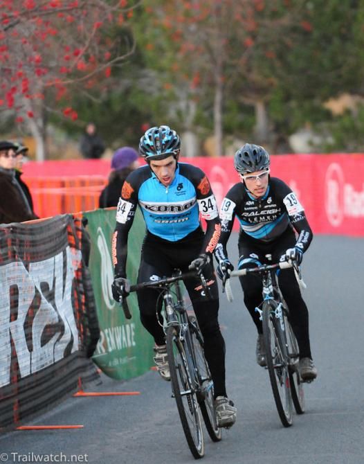 Spencer Paxson (Kona) leading Allen Krughoff (Raleigh Clement) with two laps to go