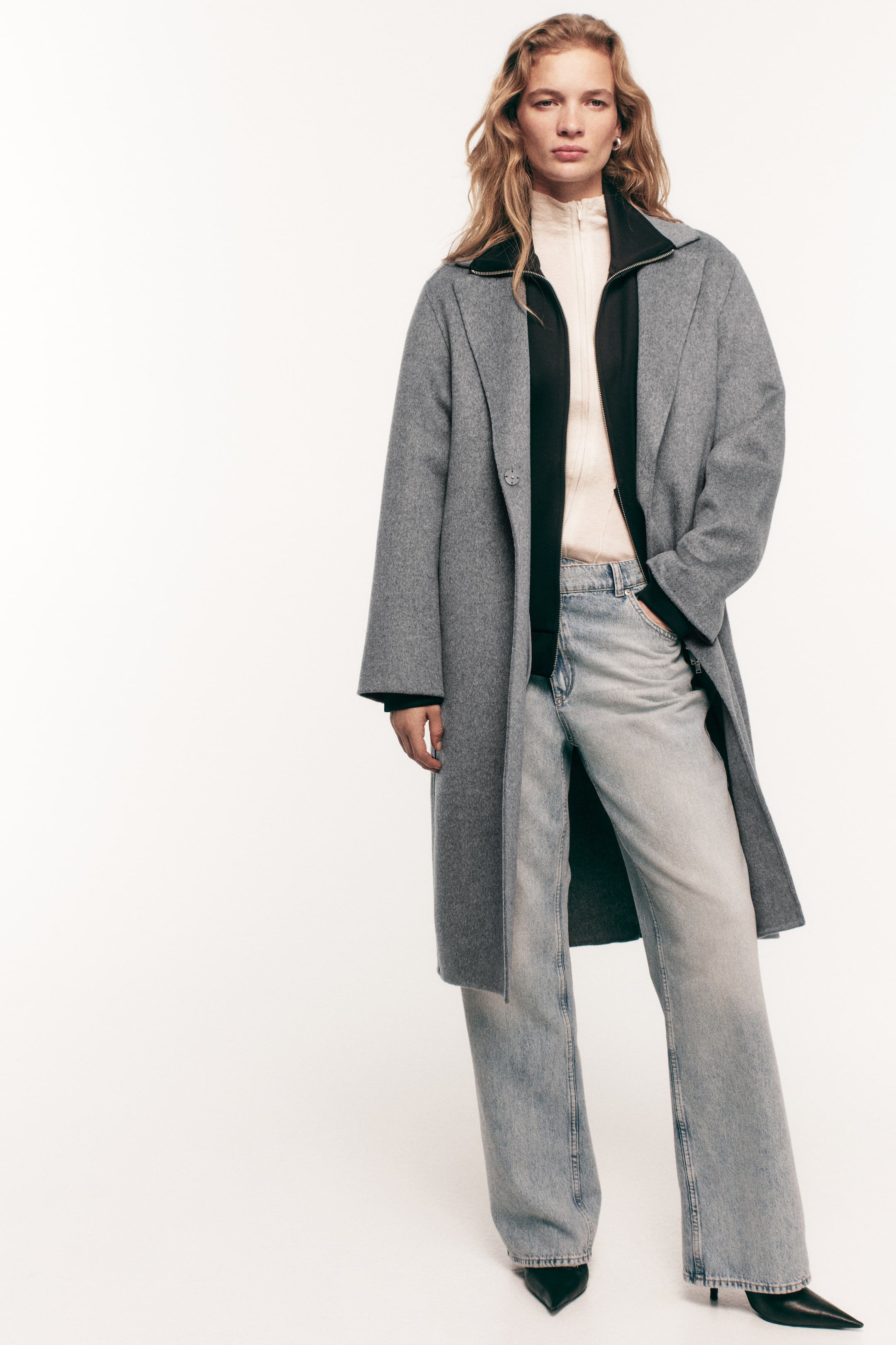 Handmade Wool-Blend Coat - Gray