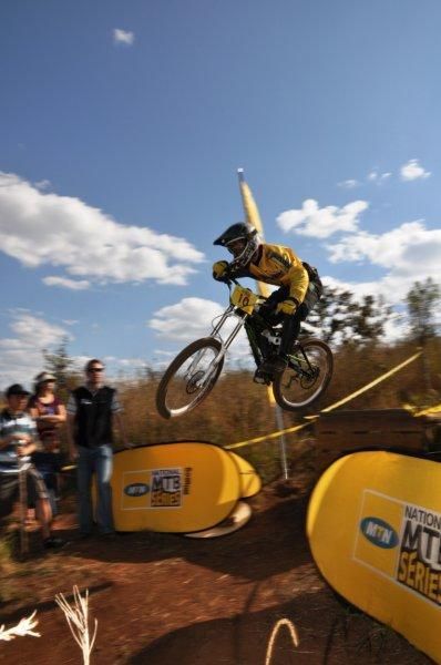 A rider gets some air