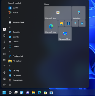 Start11's Windows 10-style menu