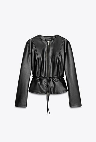 Faux Leather Peplum Jacket