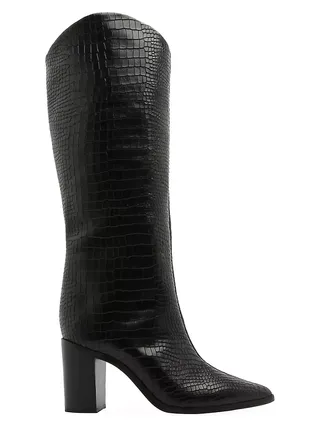 Analeah 85mm Croc-Embossed Leather Boots